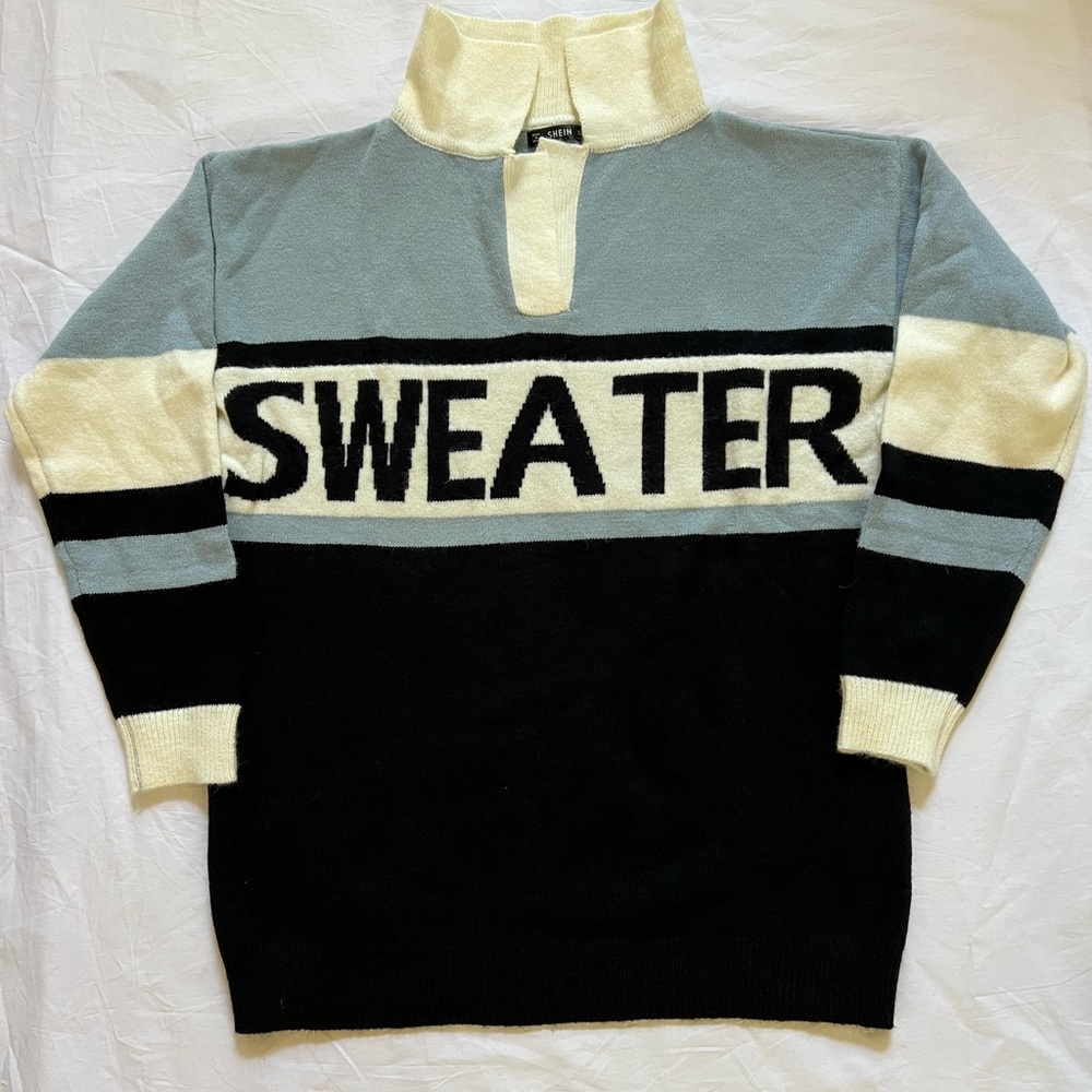 NEW SHEIN light blue, black and white Sweater